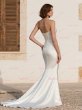 Corset Satin Trumpet Mermaid Swettheart Wedding Dress