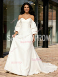 Long Sleeve Satin Trumpet Mermaid Wedding Dress