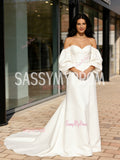 Long Sleeve Satin Trumpet Mermaid Wedding Dress