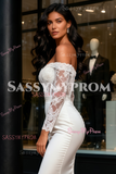 Off The Shoulder Long Sleeve Lace Wedding Dress With Detachable Skirt