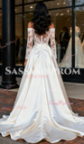 Off The Shoulder Long Sleeve Lace Wedding Dress With Detachable Skirt