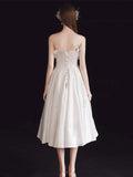 Satin White Short A-Line Sweetheart Prom Dress