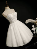 Tulle Appliques Short White Sweetheart Homecoming Dress