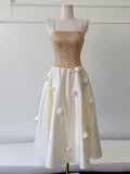 Sparkling Gold Flowers Strapless Party Homecoming Dress