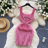 Feather Flattering Waist Pink Dress