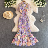 Stunning Flower-Adorned Lavender Dress