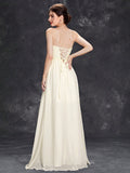 Chiffon Sweetheart A Line Appliques Wedding Dress With Slit