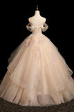 Off The Shoulder Beading Pink Tulle A Line Prom Dress