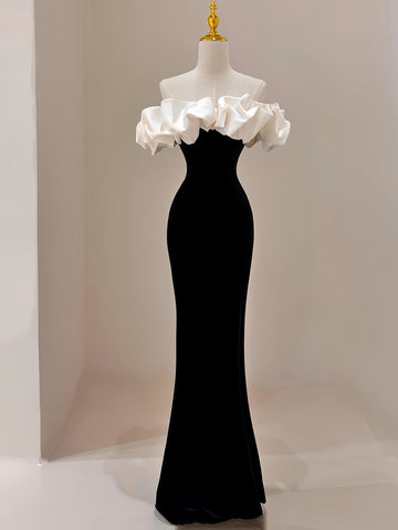 Trumpet Mermaid Black Ruffles Off The Shoulder Prom Dress