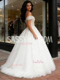Ball Gown Tulle Sequin Off The Shoulder Wedding Dress