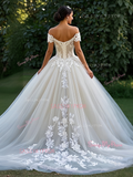 Tulle Appliques A Line Off The Shoulder Wedding Dress