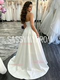 Sweetheart A Line Beading Satin Wedding Dress With Slit