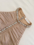 Champagne Ruched Sparkling Crystal Halter Party Dress