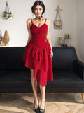 Rose Layered Ruffled Hem Sleeveless Red Dress