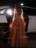 Sweetheart Tulle Ruffles Burgundy Ruched Prom Dress