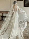Trumpet Mermaid Sexy Lace V Neck Wedding Dress With Gloves