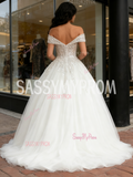 Ball Gown Tulle Sequin Off The Shoulder Wedding Dress