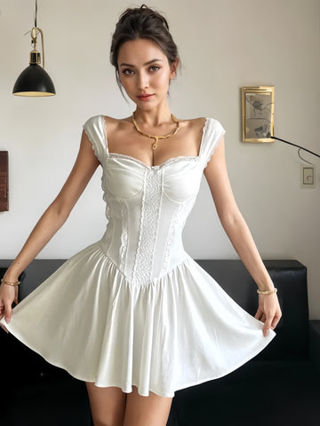 Corset-Style Vintage-Inspired White Dress