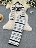 Black & White Striped Ensemble Set