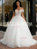 Ball Gown Tulle Sequin Off The Shoulder Wedding Dress