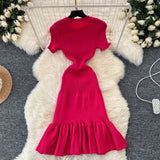 Red Cozy Causal Knit Bodycon Dress