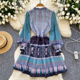 Long-sleeved Bohemian Cut-out Flowy Dress