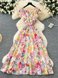 Bowknot Waist Floral Patterned Summer Dress