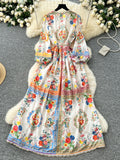 Vibrant Floral Patterns Exquisite Long Dress