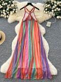 Breezy Summer Multicolored Stripes Dress