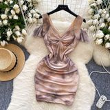 Ruching Stretch Nude-Toned Dress