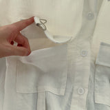 Unique Ring Pull Pockets White Shirt