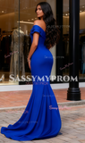 Spandex Trumpet Mermaid Royal Blue Ruffles Prom Dress