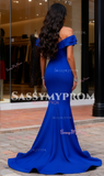 Spandex Trumpet Mermaid Royal Blue Ruffles Prom Dress