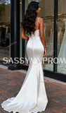 Ruched Satin Trumpet Mermaid Spaghetti Straps Wedding Dress