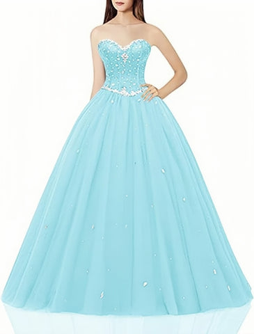 Sweetheart Beading Ball Gown Tulle Quinceanera Dresses