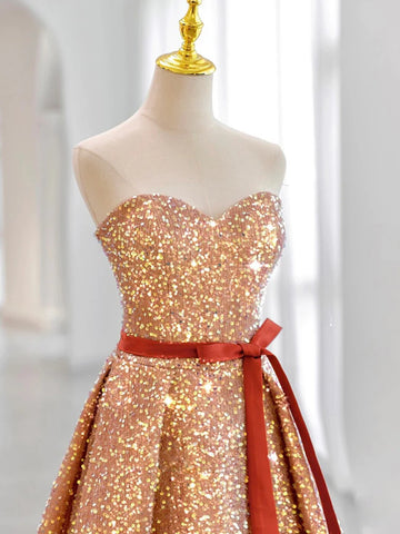 Radiant Sequin Gold Evening Dress with Belt Sassymyprom Radiant Sequin Gold Evening Dress with Belt Sassymyprom