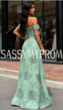 Beading Hollow Leaf Print Off The Shoulder Prom Dress
