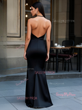 Lace Satin Sheath Column Black Sweetheart Prom Dress With Slit