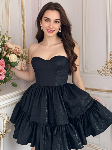 Short Mini Black Sweetheart A Line Homecoming Dress Short Mini Black Sweetheart A Line Homecoming Dress
