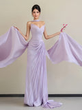 Purple Sweetheart A Line Chiffon Prom Dress With Shawl