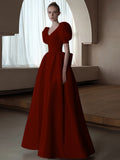 Trumpet Mermaid Tie Shoulder Burgundy V neck Prom Dress