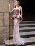 Trumpet Mermaid Sweetheart Coffee Sequin Prom Dress
