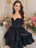 Short Mini Black Sweetheart A Line Homecoming Dress