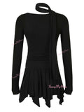 Long Sleeve Short Mini Flattering Black Dress