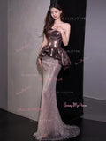 Trumpet Mermaid Sweetheart Coffee Sequin Prom Dress