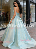 Spaghetti Straps Ball Gown Beading Sparkle Prom Dress