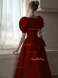 Trumpet Mermaid Tie Shoulder Burgundy V neck Prom Dress