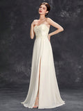 Chiffon Sweetheart A Line Appliques Wedding Dress With Slit