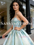 Spaghetti Straps Ball Gown Beading Sparkle Prom Dress