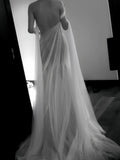 Tulle A Line See Through Off The Shoulder Wedding Dress